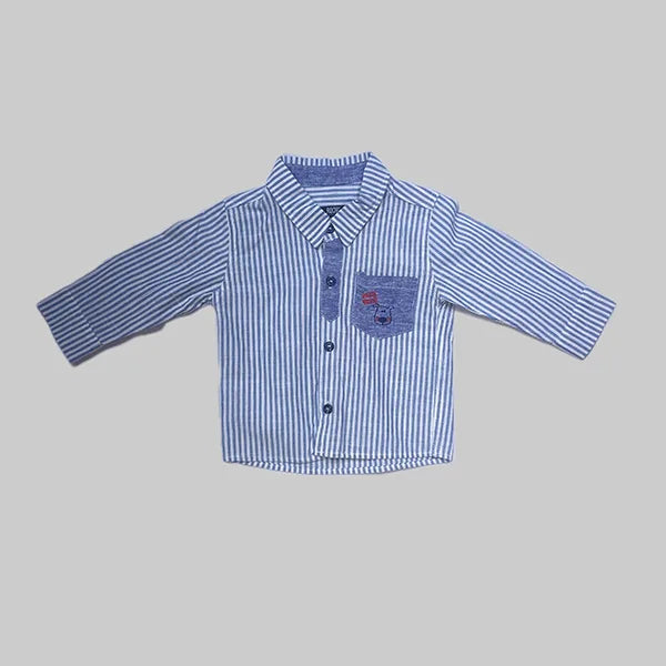 Boys Long Sleeve Button Down Shirt Striped - Blue