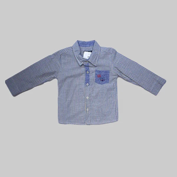 Boys Long Sleeve Button Down Shirt Striped - light blue
