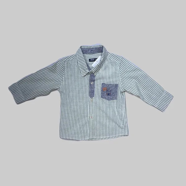 Boys Long Sleeve Button Down Shirt Striped - light blue