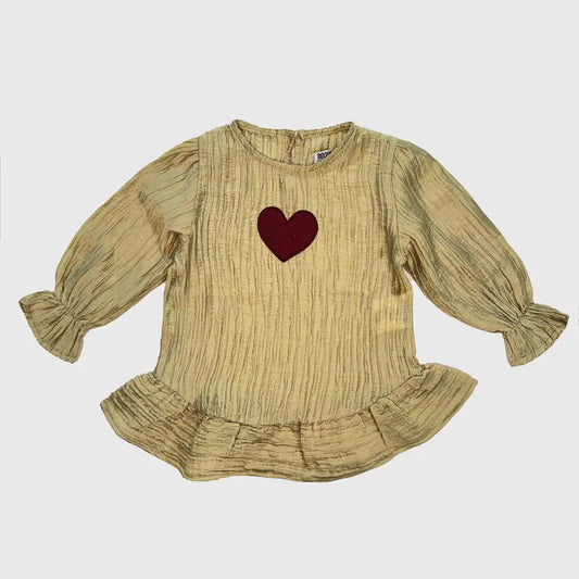 Long Sleeve Top Shirt Valentine's Day Outfit - Yellow