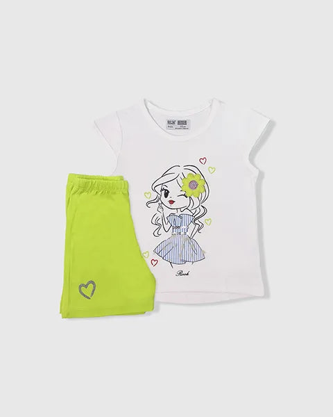 Toddler Girls Top and Shorts Matching Doll Clothes - Green