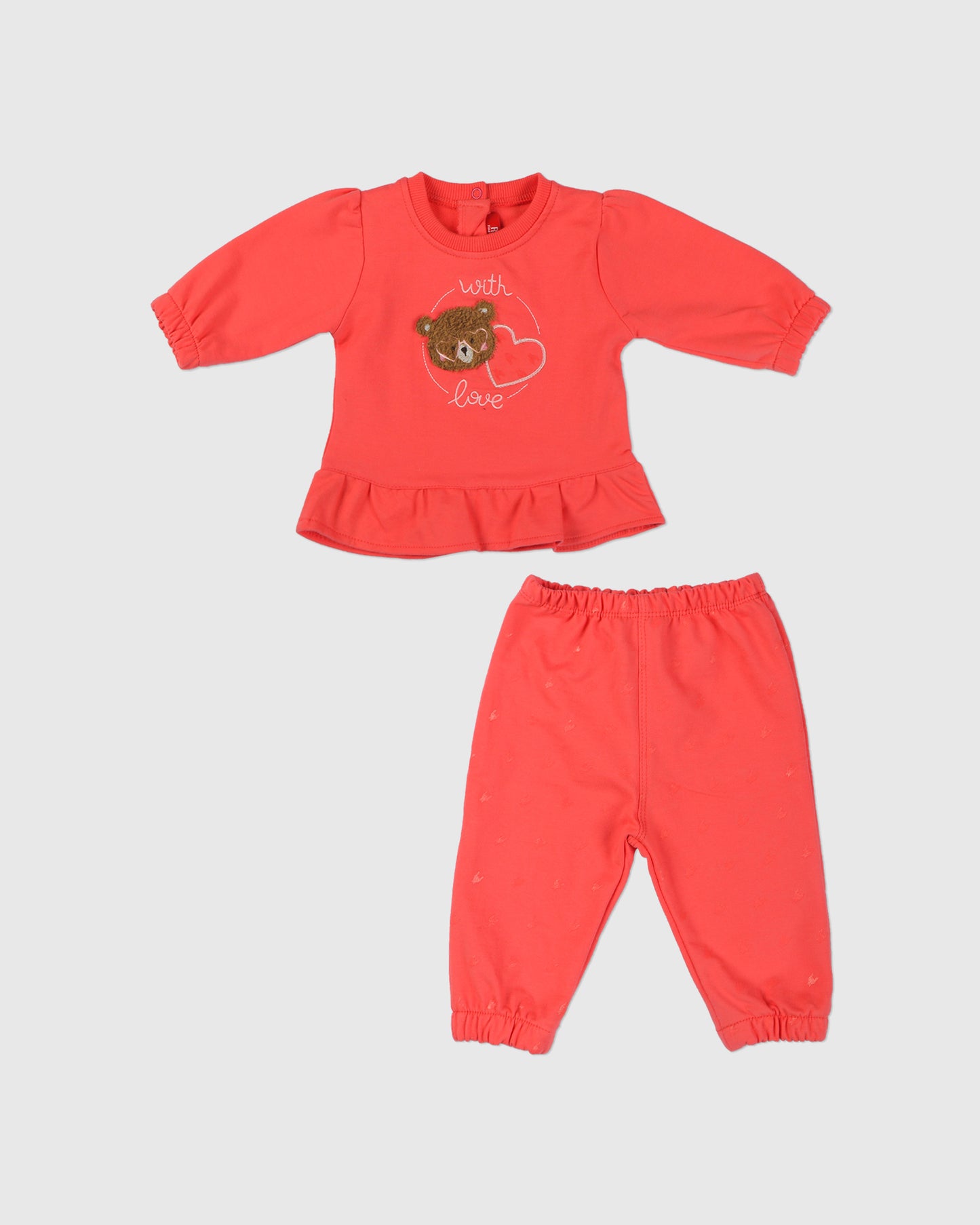 Kid Girl Clothes Bear Print 2PC Outfit Set - Orange