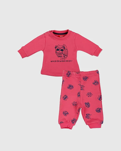 Toddler Girls Outfit Cotton Owl Print 2 Piece Set