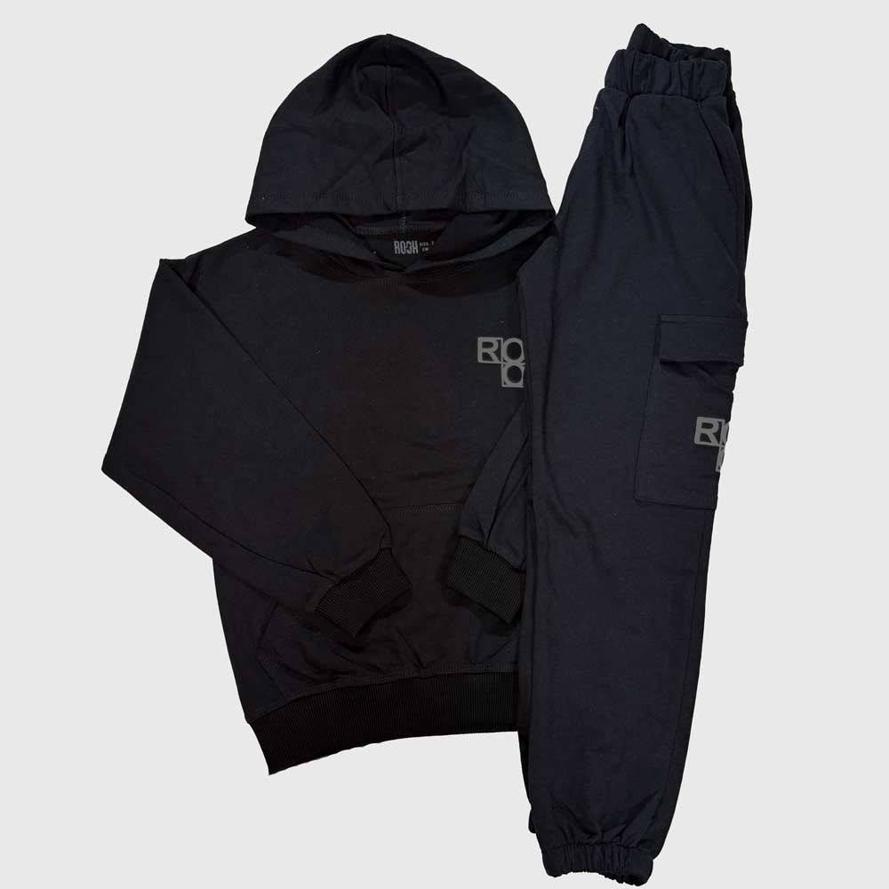 Boys Matching Pullover Hoodie and jogger - Black